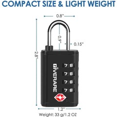4 Pack TSA Approved Travel Luggage Locks 4-Digit, Open Alert Suitcase Combinatio