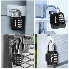 Combination Lock, 4 Digit Padlock for School Gym Sports Locker, (2 Pack, Black)