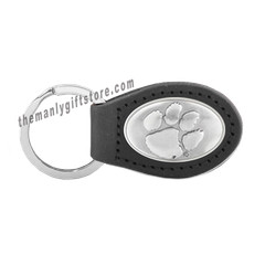 NCAA Clemson Tigers Zep-Pro Leather Concho Key Fob brown keychain