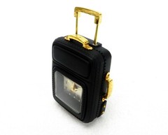 Chass Travel Alarm Clock, Black & Gold Roller Luggage w/Wheels Replica, #JP81117