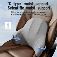 Memory Foam Headrest Lumbar Support Set Ergonomic Neck Pillow Back Cushion Car D