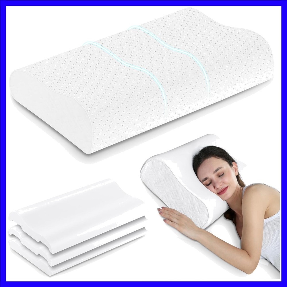 Luxury Cooling Memory Foam Bed Pillow – 4 Heights for Personalized Sleep Support