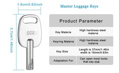 2PCS Master Luggage Key 008, for 008 Combination Lock Silver