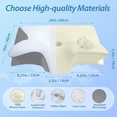 Hypoallergenic Cervical Pillow with Breathable Cover – 2 in 1 Orthopedic Design