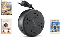 Compact Recharge Station – 7-in-1 European Adapter with USB-C & AC Outlets