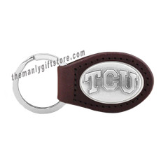 Texas Christian University TCU Zep-Pro Leather Concho Key Fob brown keychain