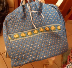 Vera Bradley garment bag in retire blue bees pattern