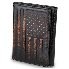 USA Flag Trifold Wallets for Men American Flag Wallet Black Brown with US Flag