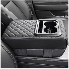 Leather Car Center Console Cushion with Cup Holder^