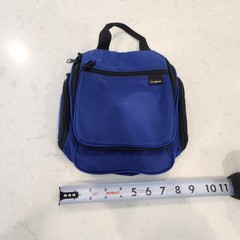 LL Bean Travel Toiletry Personal Bag Organizer Hanging Blue Nylon Zipper Pockets