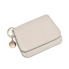 Small Wallet for Women RFID Blocking Genuine Leather Card Case Slim Tri Beige
