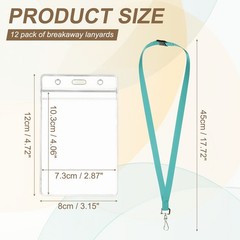 12Pack Lanyards for ID Badges, Lanyards for Keys, Mint Green