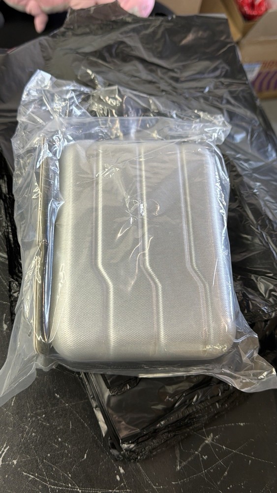 Open Story Hardside Mini Case Silver Hard Shell Zip Travel Case