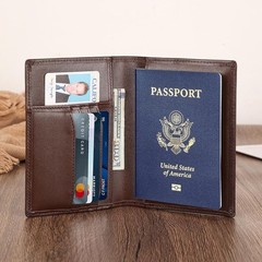 Luxury Leather Bifold Wallet RFID Passport Holder 4 Card Slots Travel Accessory