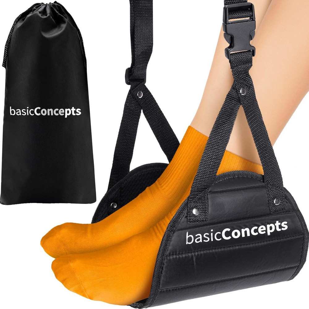 BASIC CONCEPTS Airplane Foot Hammock for Plane Travel Essentials – Airplane Trav
