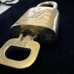 Louis Vuitton Solid Brass Gold Tone Padlock With #316 Key