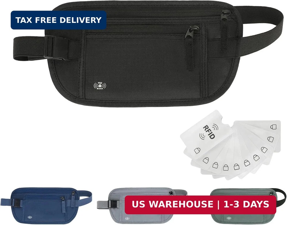 Money Belt for Travel, RFID Blocking, Hidden Money Belt, Passport Holder for Tra