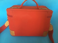 Lancel Paris Leather-Trim Nylon Canvas Travel Case Red Made In France