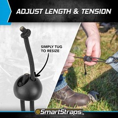 SmartStraps Adjustable Toggle Ball Bungee Cord, Adjust (pack of 8), Black
