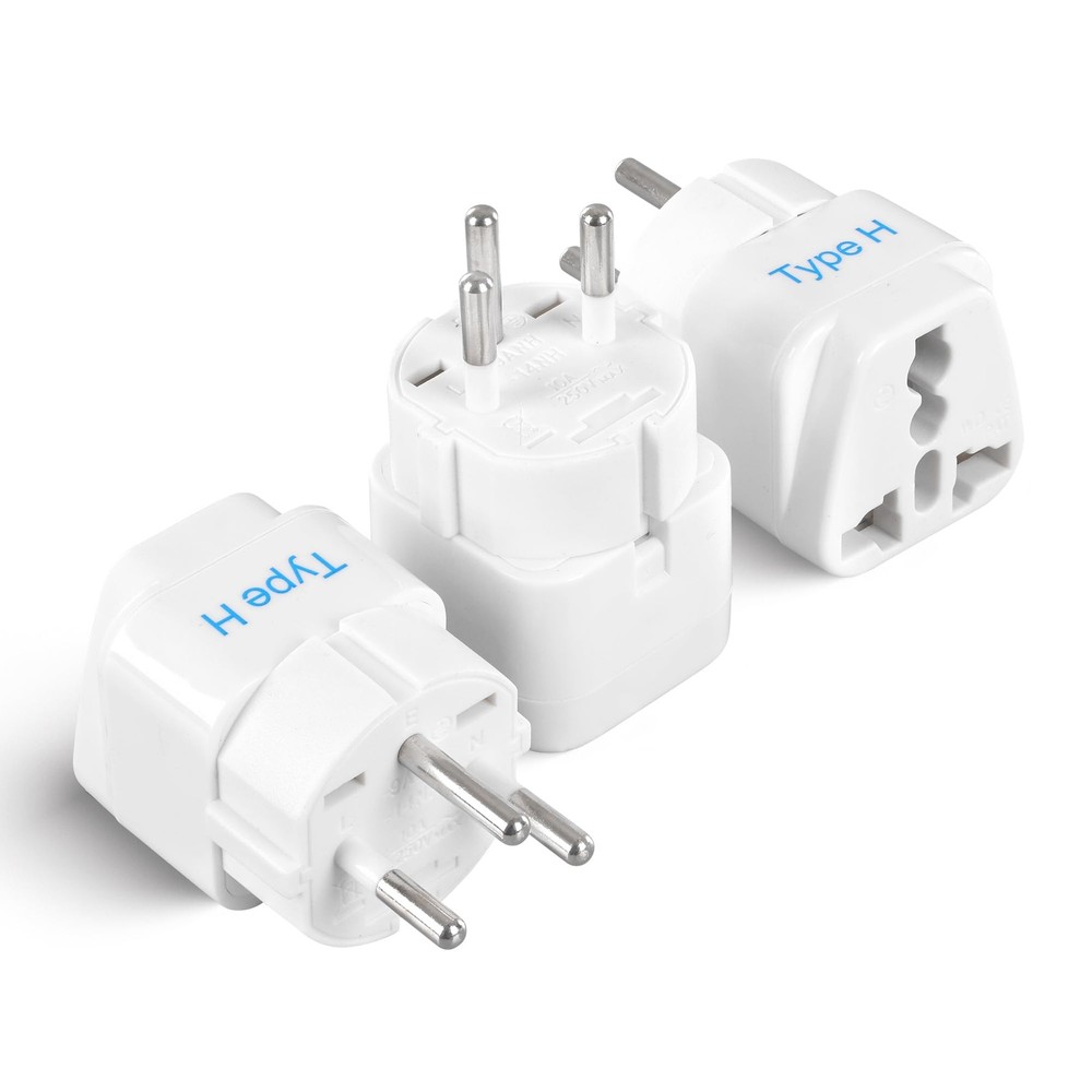 Ceptics Israel Power Adapter Travel Universal Plug,Works 3 Pack, Cream White