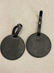 2 Graphics & More Baseball Round Leather Luggage Id Tag Suitcase Carry-on, Black