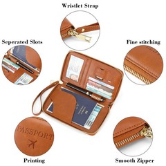 LEEXTON Leather RFID Blocking Passport 7.49″L x 4.53″W x 0.99″H, Light Brown
