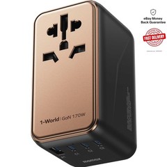 5-in-1 Universal Travel Adapter with 3 USB-C Ports for Global Use – 170W Power