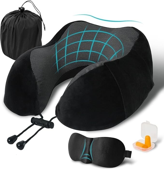 Cervical Memory Foam Neck Pillow kit for Traveling Car Home Office