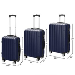 Navy Blue 3 in1 Multi Large Capacity Traveling Storage Suitcase Luggage Set
