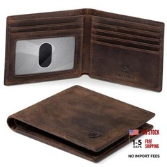 Genuine Leather Bifold Wallet for Men – RFID Blocking Slim Wallet DARK COFFEE
