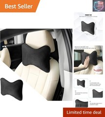 Ergonomic Suede Neck Support Cushion for Cars – Adjustable & Breathable Comfort.