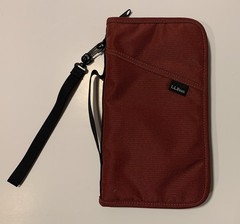 L.L. Bean Maroon Red Zip Around Card Pouch Wallet Passport Travel Organizer
