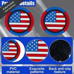 DEAELF 2PCS American Flag Car Cup Holder Coasters, Style1, White&Blue&Red