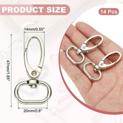 14 Pcs Swivel Hooks for Lobster Closures 4/5″ Silver