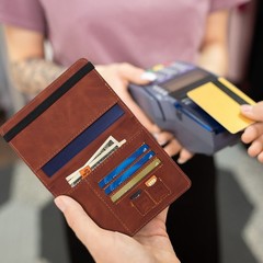 Travel Wallet Case Cover RFID Blocking ID Cards AU Passport Leather Card Holder
