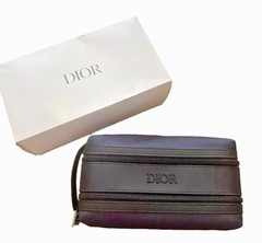 Dior Navy & Black Toiletry Bag Pouch Travel Case Dual Zipper Gift for Men