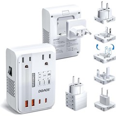 DOACE 220V to 110V Voltage Converter 350W Travel Adapter w/ 4 USB Ports