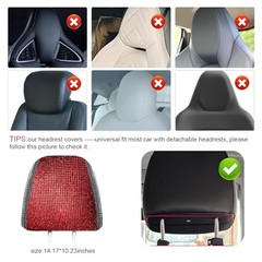 Bling Car Headrest Covers, Sparkling Full Rhinestone Car Seat Head 2 PCS Red