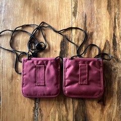 Maroon Travel Neck Wallet with ID Window and Multiple Compartments