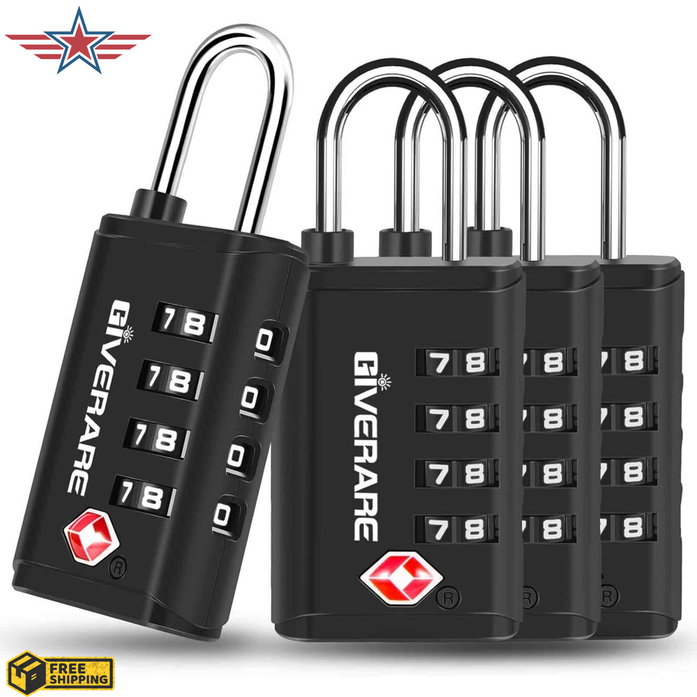 4 Pack TSA Approved Travel Luggage Locks 4-Digit, Open Alert Suitcase Combinatio