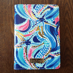 LILLY PULITZER Passport Cover Holder Wallet with Card Slots OCEAN JEWELS
