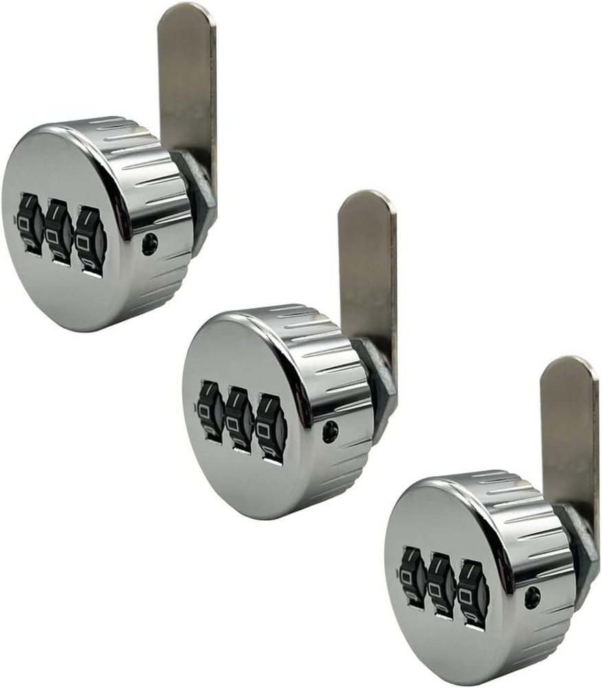 Puyueo 3 Pack Combination Cam Lock for Drawer Cabinet Mailbox – Chrome 5/8″