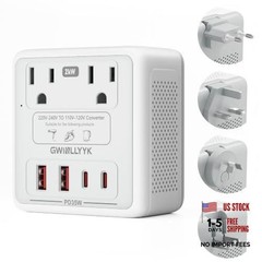 2000W 220V to 110V Voltage Converter Us to Europe for Hair Dryers, Travel Gray