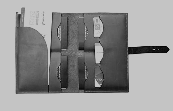 passport holder wallet purse cow Leather card pouch Bifold pocket bag black H308