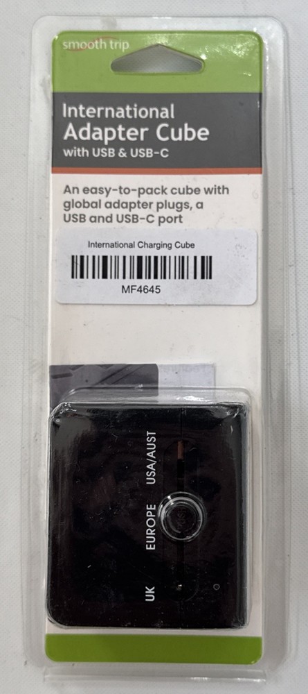 Smooth Trip, International Adapter Cube With USB & USB-C