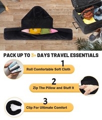 Stuffable Travel Neck Pillow with Hood, Soft Velvet Pillow Stuffable with Clo…