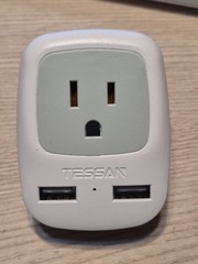 TESSAN US to UK Ireland Hong Kong Power Adapter, International Travel Plug 2 USB