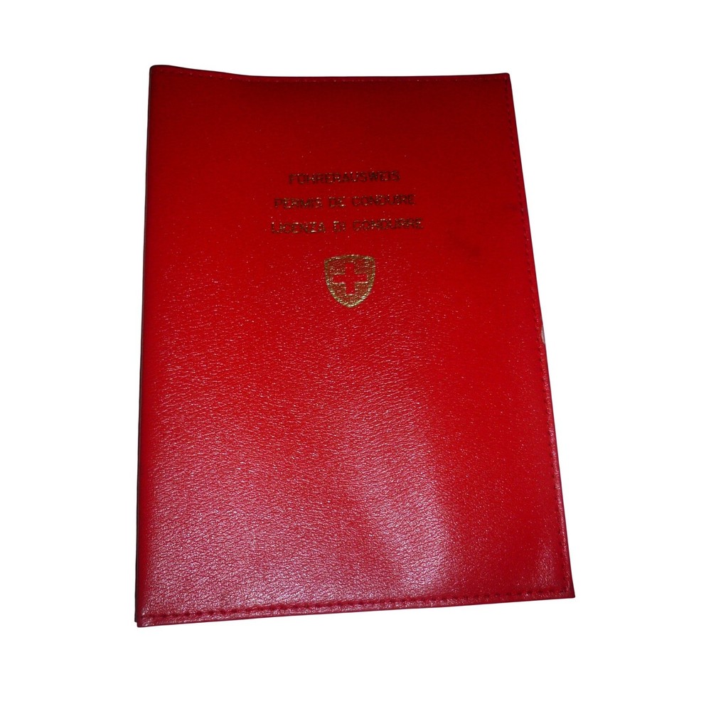 Vintage Swiss Driving License Red Wallet Cover Holder Führerausweis Switzerland