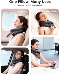 Travel Pillow, Neck Pillow – Ergonomic Memory Foam Pillow for Airplane, Adjustab