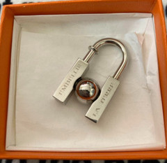 HERMES Charm Cadena Earth Padlock Silver Tone 2001 Limited Edition with Box